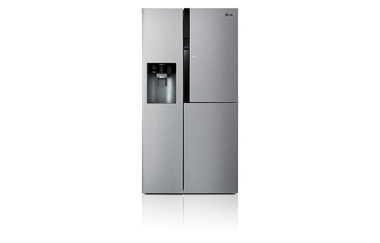 Front view of 614L Shiny Steel Side by Side Refrigerator, Door-in-Door™ GC-J237SLYV